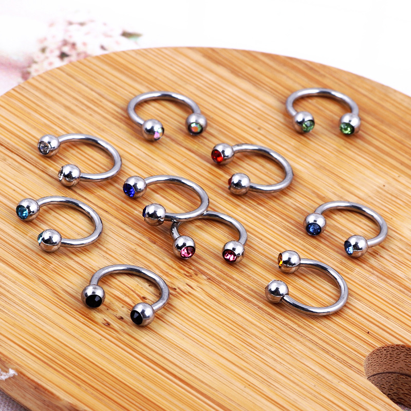 10-Pack Mixed Color Septum Nose Ring Hinged Segment Nail Piercing Jewelry Ear Studs for Women detail image 12