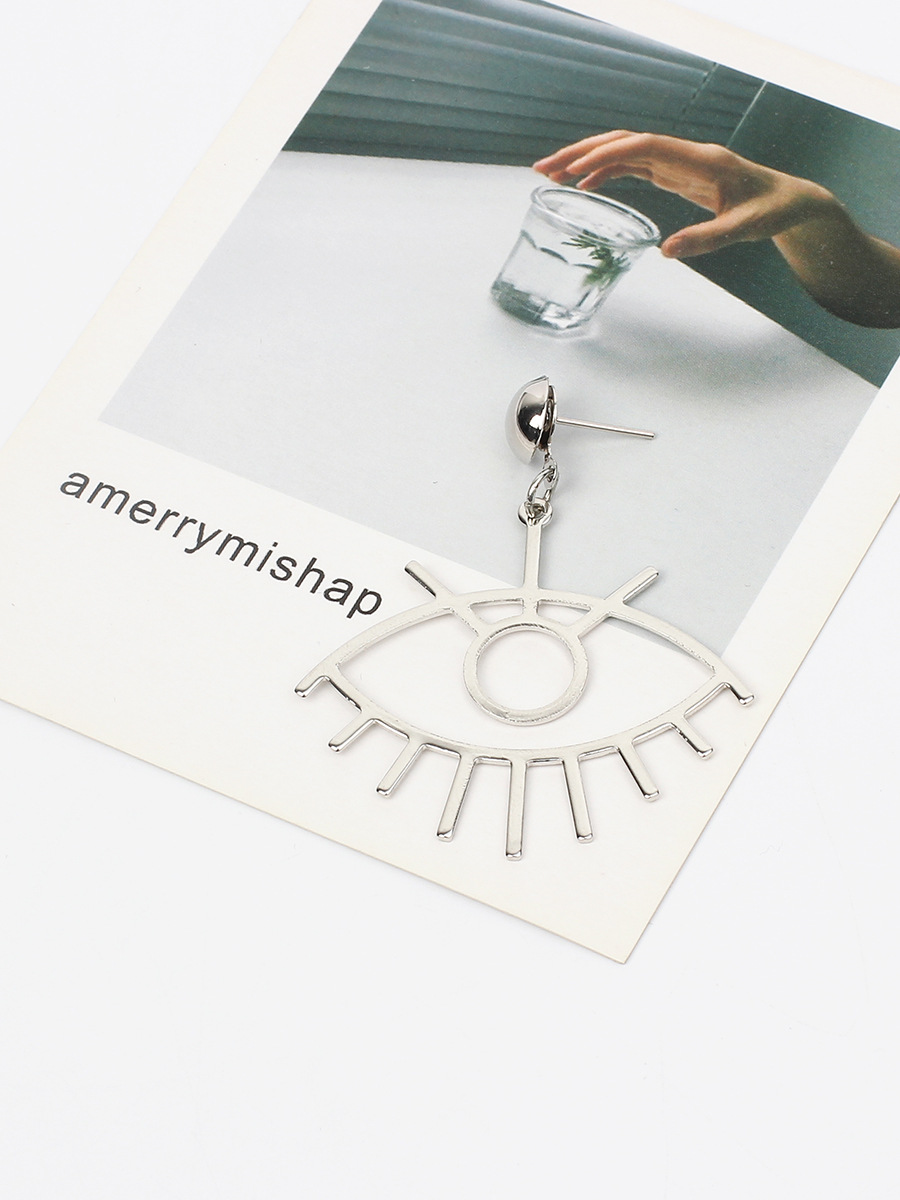 5g Weight Earrings Classification Wedding, Travel Occasion Women'S Gender Gold, Silver Color Exaggerated Eye Earrings 7