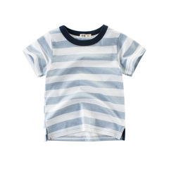 Korean children's summer new arrivals boys' short-sleeve T-shirts trendy summer clothes baby striped sweatshirts children's clothing wholesale