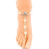 Accessory, beach ankle bracelet, elastic ball from pearl, European style, diamond encrusted, starfish