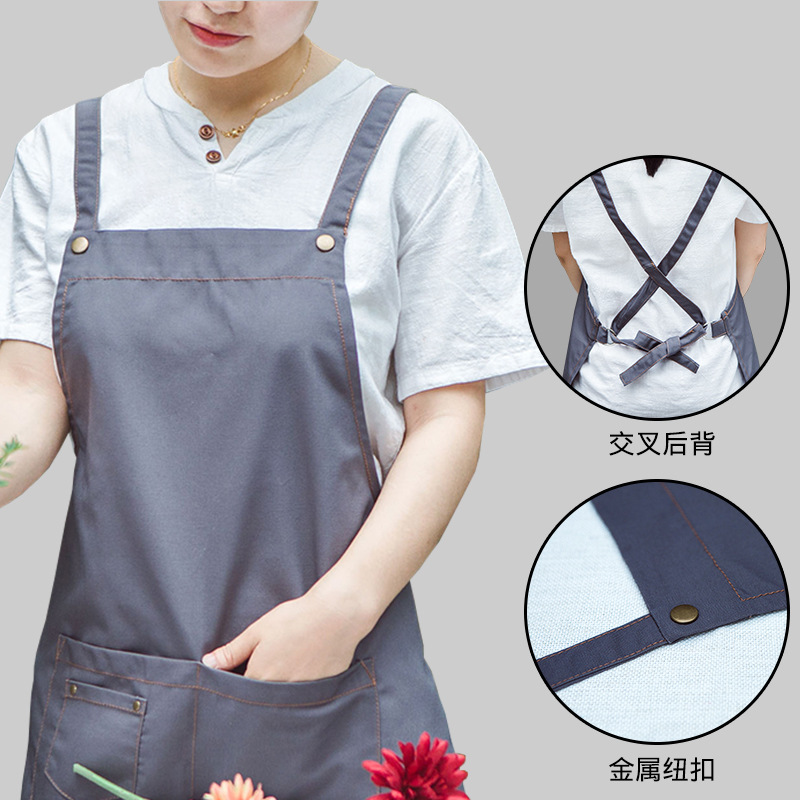 Delantal de lona personalizada impresión leche té Cafetería Restaurante hornear manicura moda coreana hombres y mujeres Ropa Trabajo