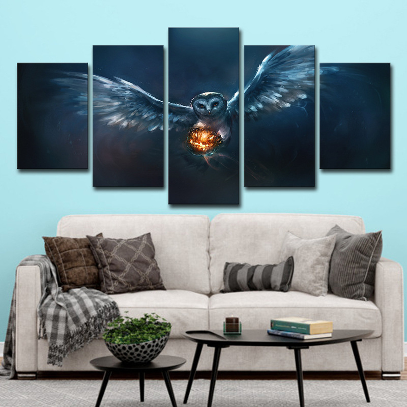 Cross Border AliExpress ebay wall art modern 5 frames panel Halloween owl living room home decoration Cross Border AliExpress ebay wall art modern 5 frames panel Halloween owl living room home decoration