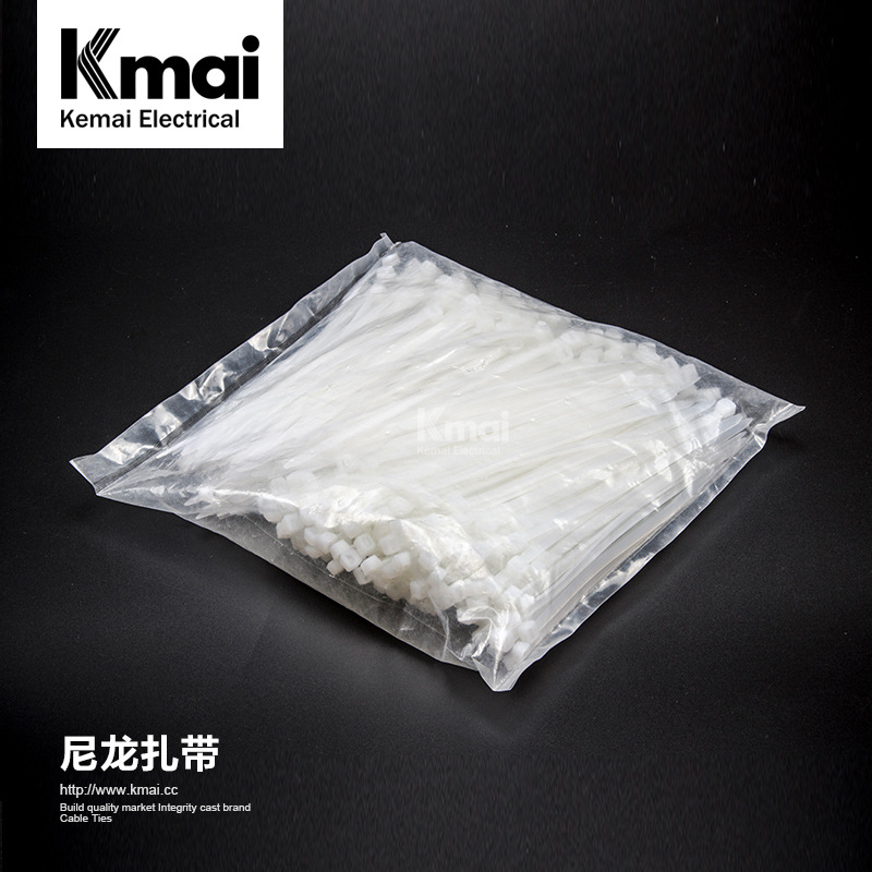 厂家直销 科迈电器 黑色白色尼龙扎带 固定头扎带 塑料尼龙扎带
