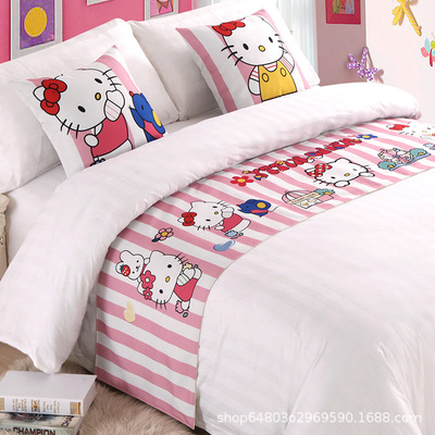 高檔卡通賓館酒店床上用品/布草/床尾巾/床旗/床尾墊床蓋廠家直銷