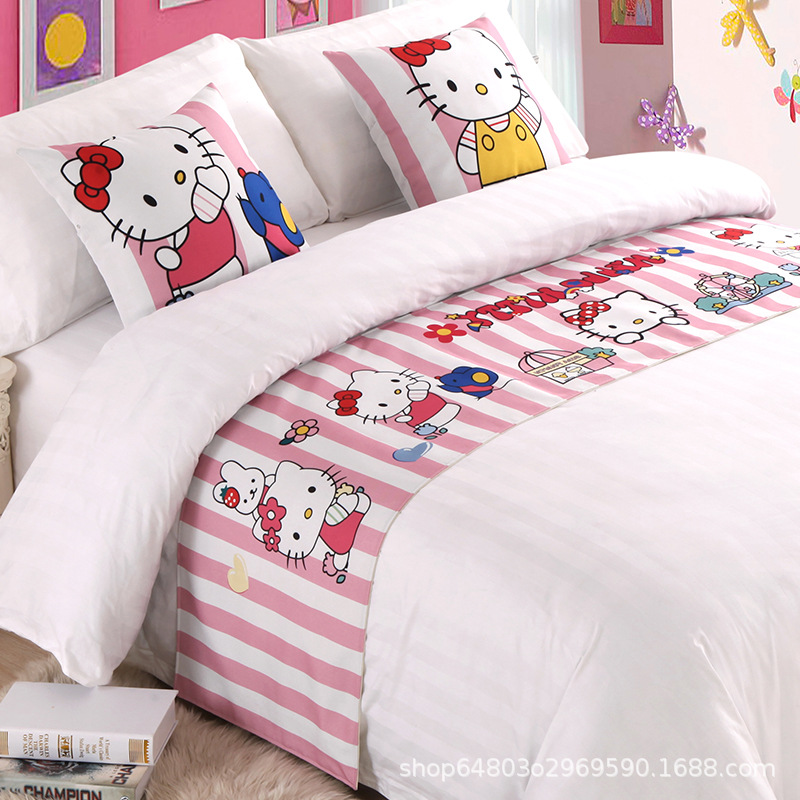 高檔卡通賓館酒店床上用品/布草/床尾巾/床旗/床尾墊床蓋廠家直銷