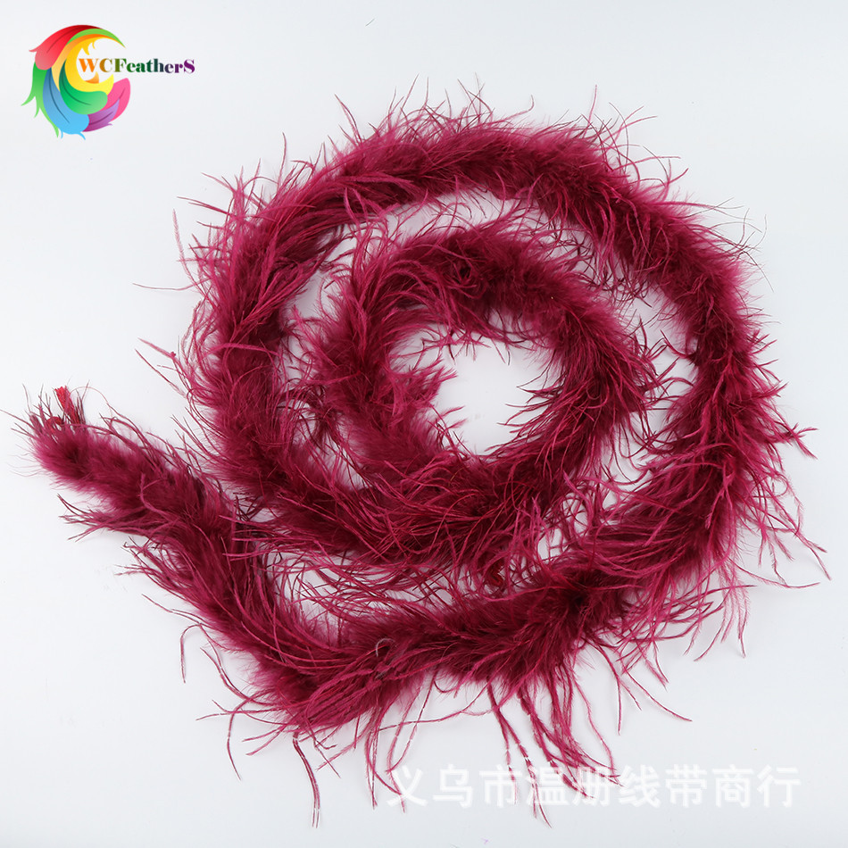 温册羽毛厂家现货热销彩色鸵鸟毛围巾毛条鸵鸟毛毛条服装辅料2米详情图11