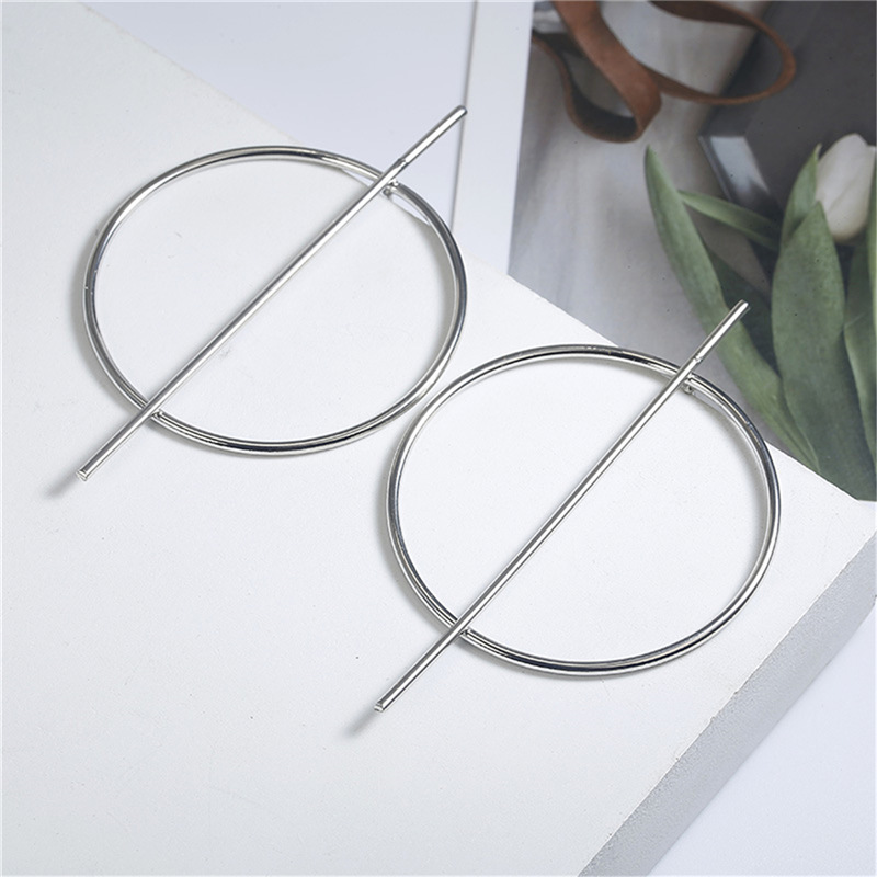  Pendientes grandes de círculo hueco europeos/americanos - Pendientes largos minimalistas, pendientes exagerados, joyería de moda - Venta directa de fábrica