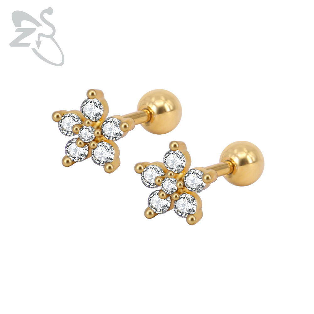 European and American Star Zircon Earrings Women's Personalized Stainless Steel Ear Piercing Jewelry detail image 10