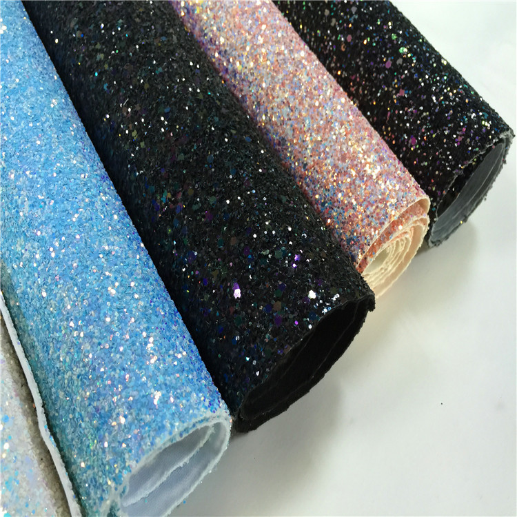 供应撒粉闪光金葱皮革面料  立体弹力布彩虹面料 黄金海岸 人造革