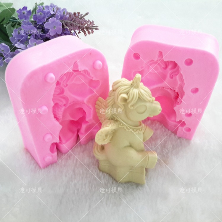 Unicornio forma fondant cake herramienta para hornear 3D 3D DIY jabón hecho a mano molde de silicona herramienta para hornear
