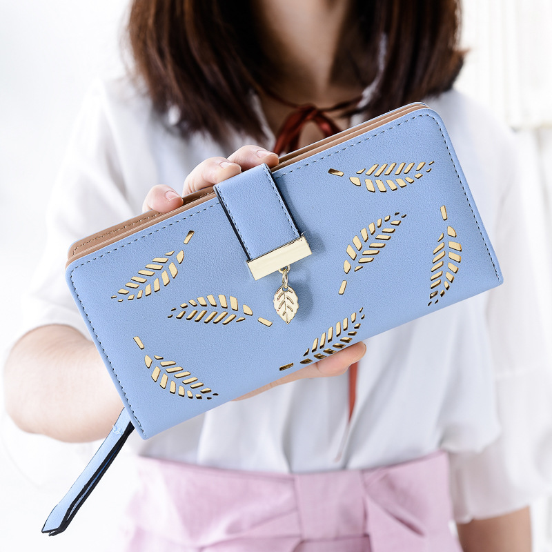 2024 Summer New Korean Fashion Trend Versatile Women's Long Hollow Leaf Handheld Bag Mobile Card Bag_voghion.com