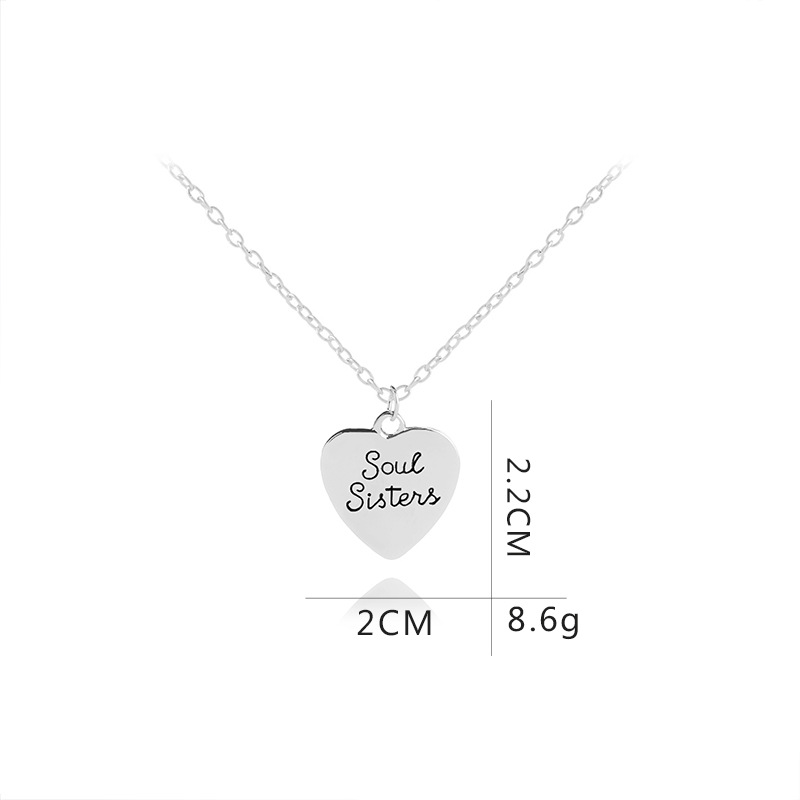 Fashion  Love Letters Soul Sisters Necklace  Beautiful Sister Personality Clavicle Chain Necklace Nihaojewelry Wholesale display picture 2