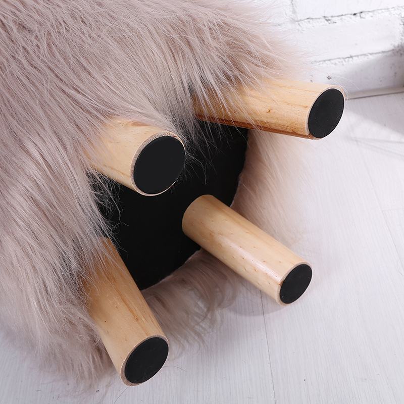 Color sólido de lana larga de madera maciza de carga taburete dormitorio sofá de madera taburete sala de estar de entrada cambio de zapatos taburete muebles simples