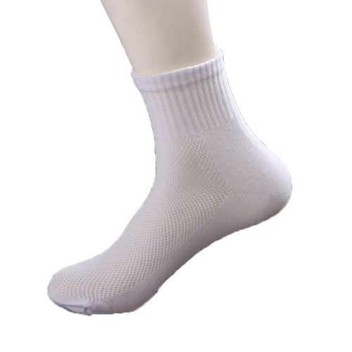 Men's socks wholesale spring and summer mesh thin polyester cotton mid-calf socks business solid color casual socks street stall supply