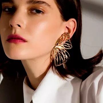 Jewelry Alloy Creative Earrings Hollowed Out Butterfly Pattern Earrings Women Exaggerated Earrings - ShopShipShake