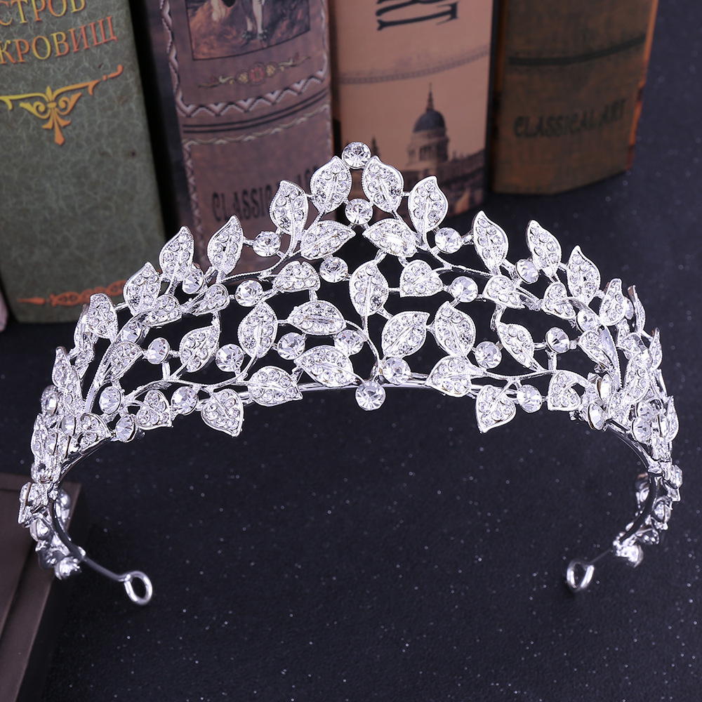 Simple Style Leaf Alloy Inlay Rhinestones Crown 1 Piece display picture 1
