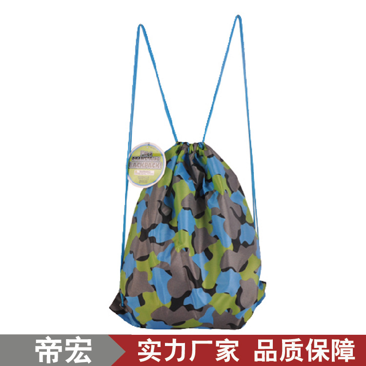 高档迷彩抽绳涤纶束口袋精美彩印拉绳背包袋组织活动赛事包尼龙袋|ms