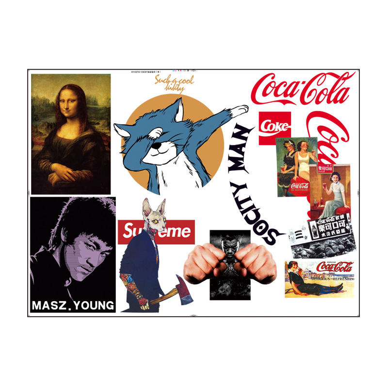 爆款可口可樂作柯式燙畫韓國燙畫潮牌服裝燙圖印花熱轉印燙畫定制