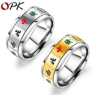 Men's Ring Simple Large Face Wide Diamond Titanium Steel Ring display picture 7