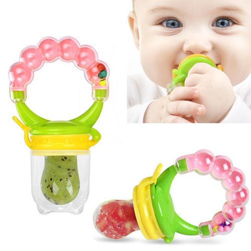 Factory direct sales wholesale ring nutritious fruit and vegetable chew bag baby rattle chew snack pacifier chew snack