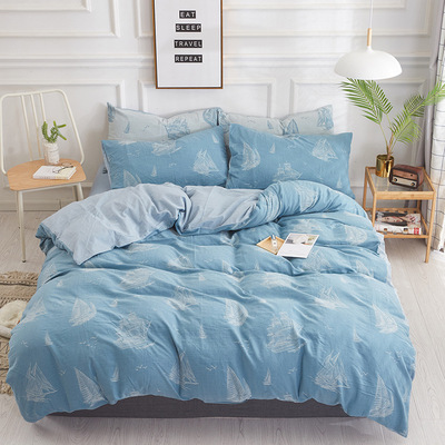 水洗棉大提花四件套60s全棉色织批发简约棉麻风厂家直销一件代发