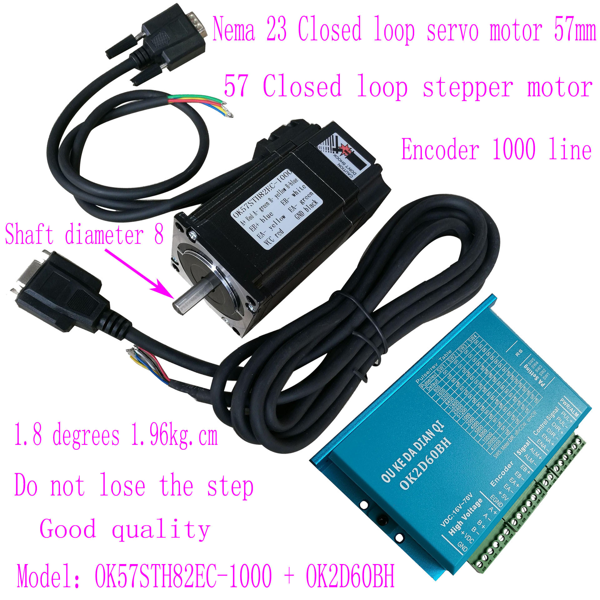 OK57STH82EC-1000 + OK2D60BH 57 closed loop servo motor