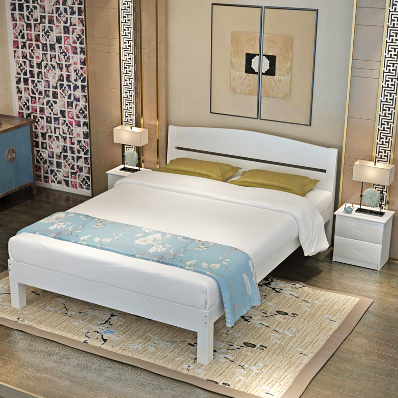 简约实木双人床1.8米1.5米儿童床1米单人床1.2经济型木床批发定制|ru