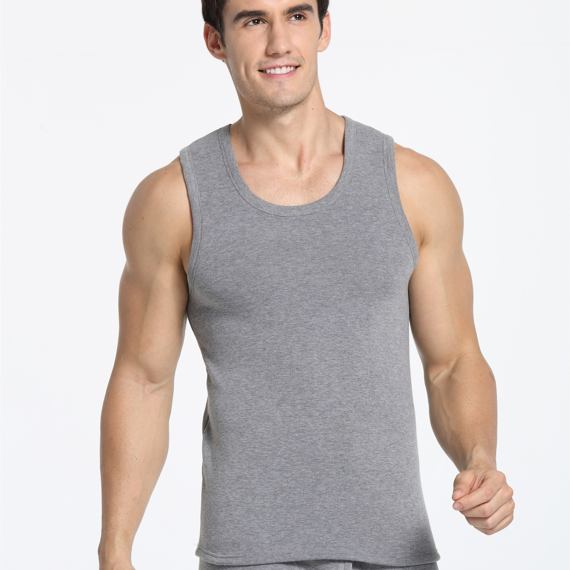 男士保暖背心加厚加绒修身打底秋冬圆领贴身马甲保暖内衣厂家批发|ms