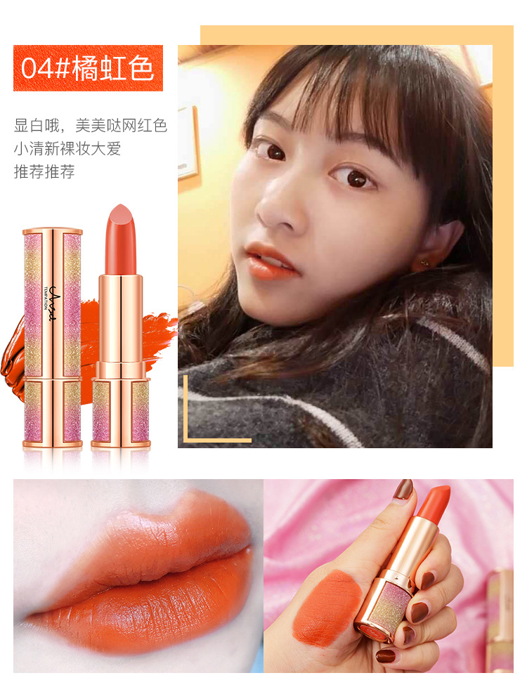 Fashion Starry Sky Lipstick Female Matte Chili Color Long-lasting Lipstick display picture 3