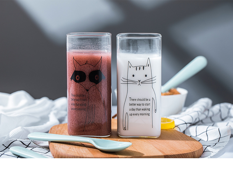 157g Weight Water Bottles Kitchen and drinking utensils 1 Piece Quantity Daily Occasion High Borosilicate Glass Material Animal Pattern Cute Style Cute Animal High Borosilicate Glass Water Bottles 1 Piece 3
