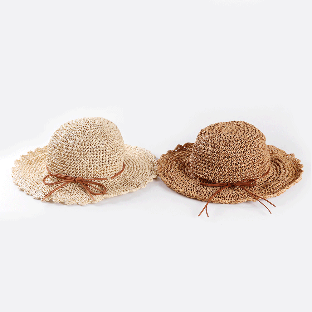 sunscreen bow straw big brimmed hat   NSTQ34749