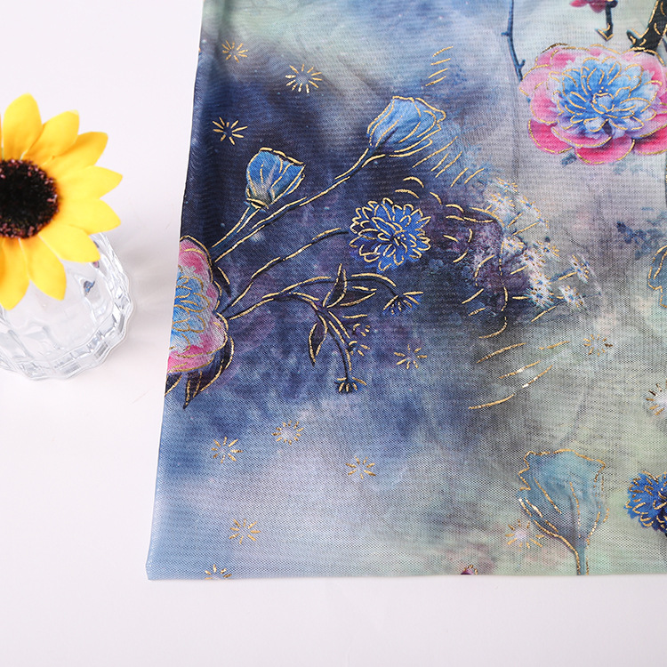 新品推荐 时尚女装泳衣内衣轻薄弹力印花网纱面料 30D涤氨网纱