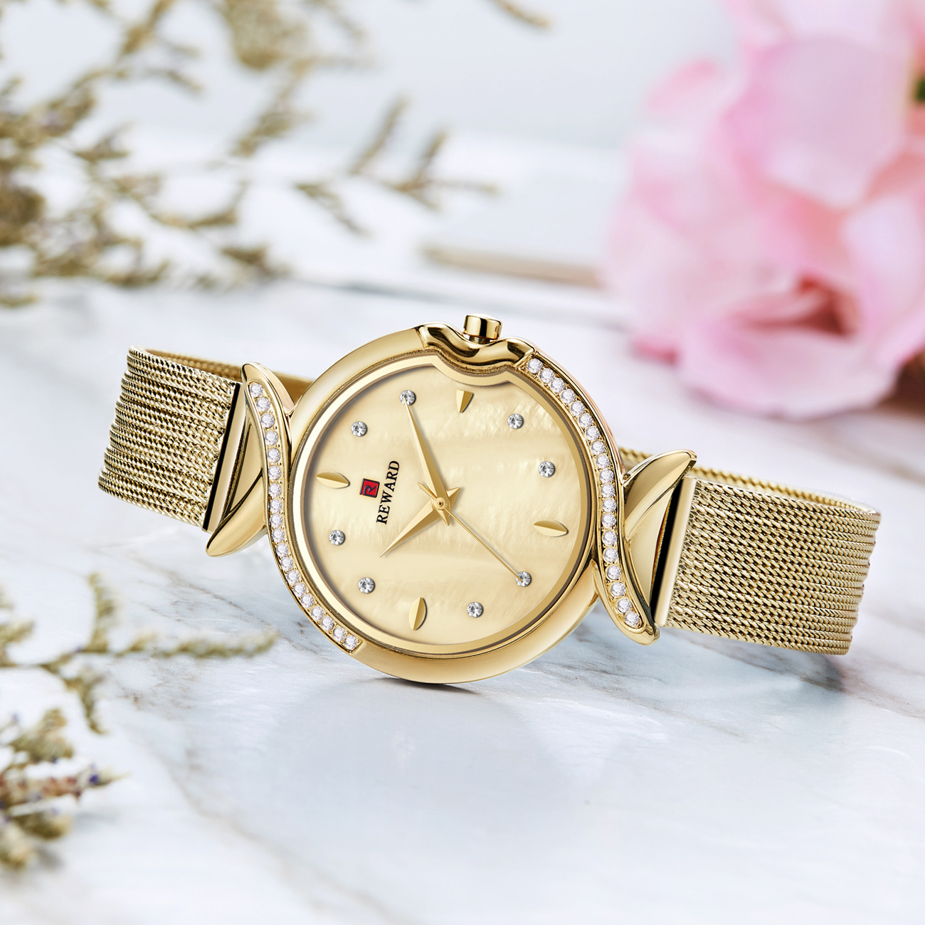 Relógio de quartzo feminino à prova d'água aço inoxidável_voghion.com