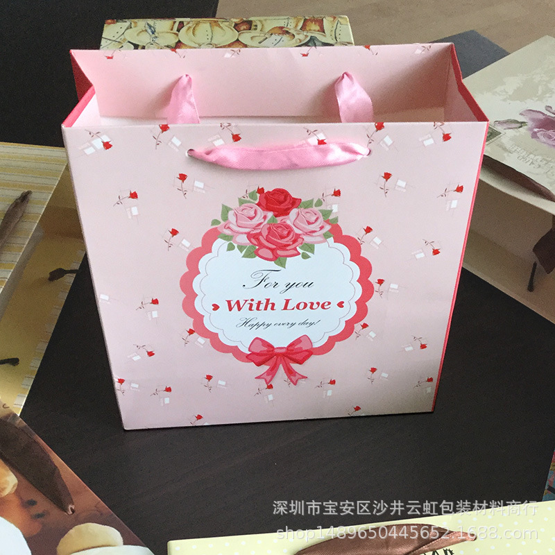 现货花型精品白卡纸袋手提袋礼物袋节日手提化妆品礼品纸袋可定制|ms