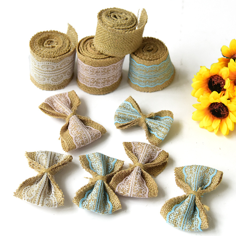 麻布织带蕾丝花纹麻卷 幼儿园板报花边装饰 创意DIY手工材料麻绳