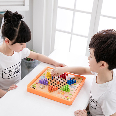 children intelligence Games The big world wooden  Toys multi-function Twenty One Checkers Ensign Chinese chess Flight chess