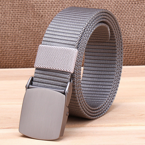 TUSHI sports outdoor canvas belt belt for men with automatic buckle for young students nylon smooth buckle casual pants belt