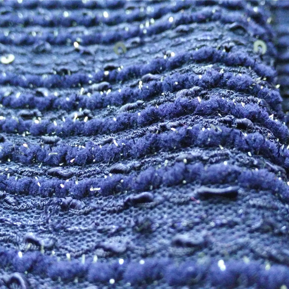 厂家直销横条针织毛刷涤纶面料条纹小香风外套粗针经典条纹毛衣