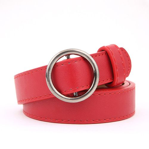 Korean style belt for women with round buckle, holeless, versatile, trendy trousers belt, student decorative retro belt, women's fine factory direct sale