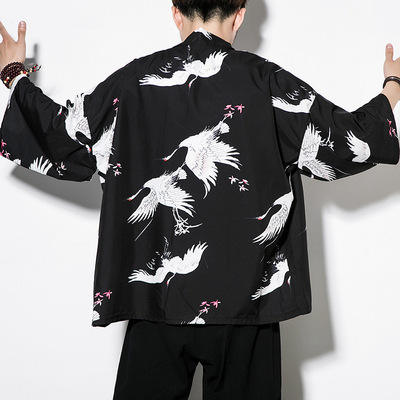 Large kimono cardigan thin half sleeve thin sunscreen men yukata jacket