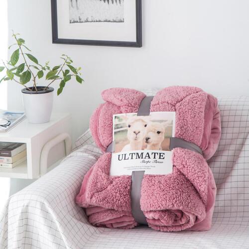 Foreign trade solid color macaron autumn and winter double-layer blanket thickened Farley velvet lamb velvet blanket live leisure composite blanket