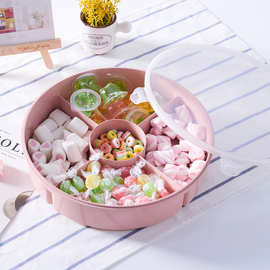 小麦秸秆创意糖果盒多格零食盘子带盖结婚过年密封干果盒水果盘