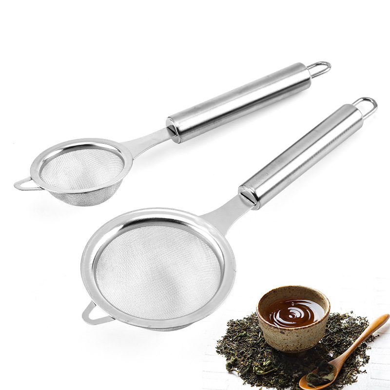 304不锈钢茶隔油格多功能茶叶过滤网漏勺手持面粉筛烘焙工具批发