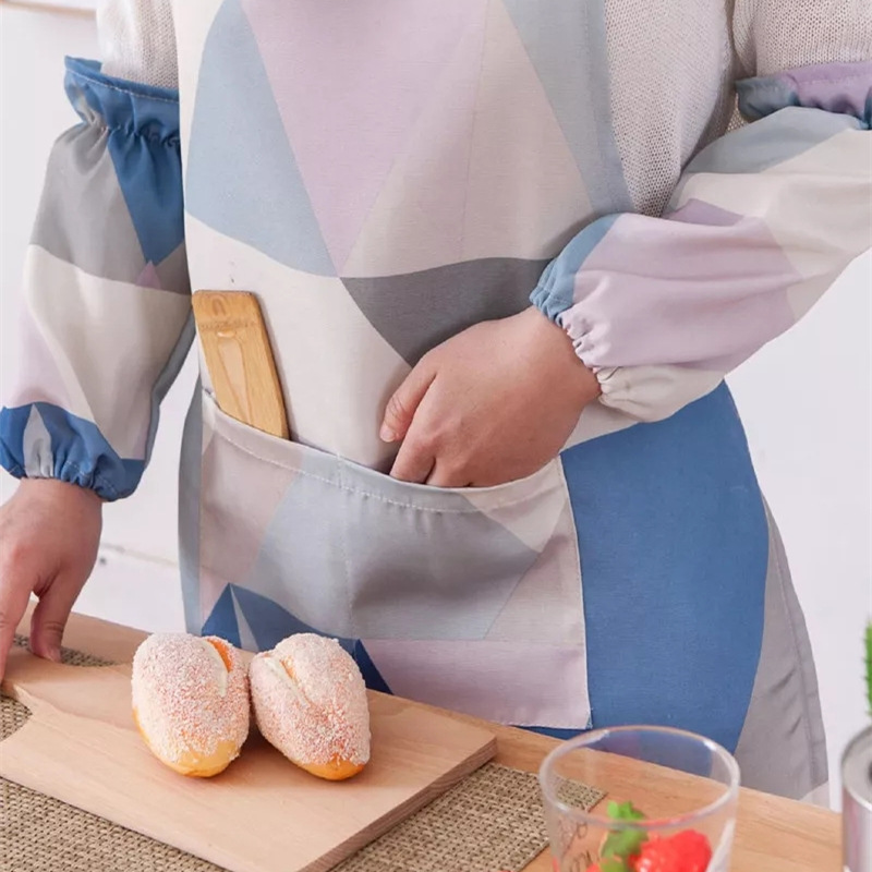 外贸直供新款前口袋拼布围兜围裙家用围裙防污厨房围裙