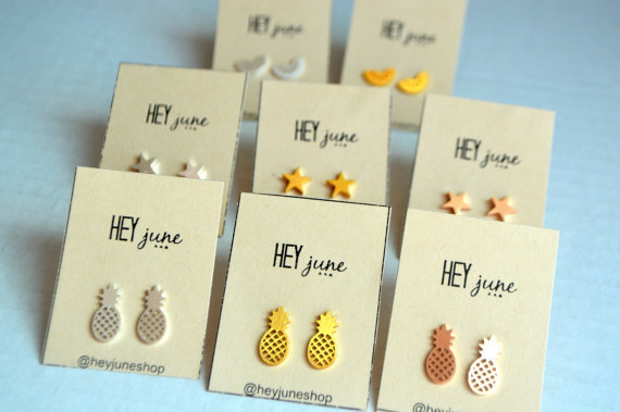 Hot Selling Hollow Pineapple Fruit Gold And Silver Earrings Wholesale display picture 4