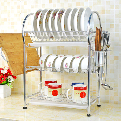 Cross border 304 stainless steel Drain shelf Dish dish rack capacity Dish rack Water Treatment kitchen double-deck Dishes Shelf