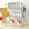 Cross border 304 Stainless steel Drain shelf Dish dish rack capacity Dish rack Water Treatment kitchen double-deck Dishes Shelf