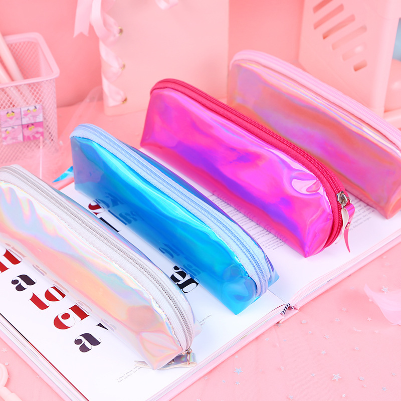 炫酷镭射大容量笔袋 韩国小清新学生彩色亮皮笔袋女创意文具盒