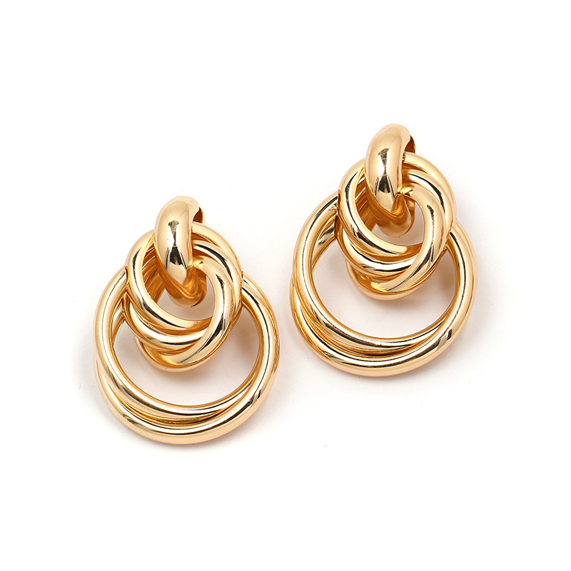 Metal Beaded Round Earrings - Image 4