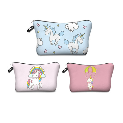 厂家独角兽数码印花化妆包旅行口红收纳洗漱包欧美女士手拿包定制|ms